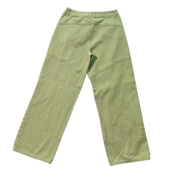 Forever 21 jeans L large Green Baggy Relaxed Wide leg High rise waist Womens - Picture 2 of 6